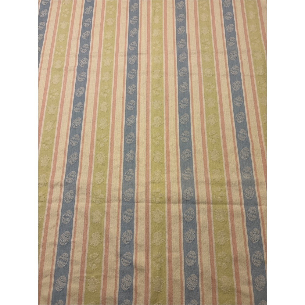 Pastel Spring Striped Easter Eggs & Bunny Tablecloth 57" X 46" Cotton‎